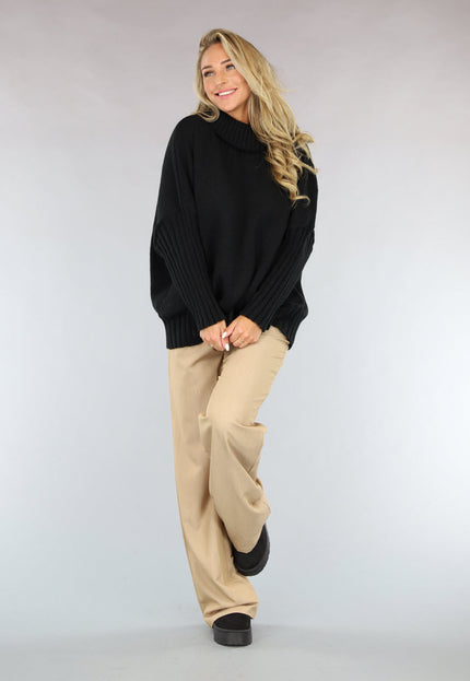 NEW1110 Grote Oversized Gebreide Trui Zwart