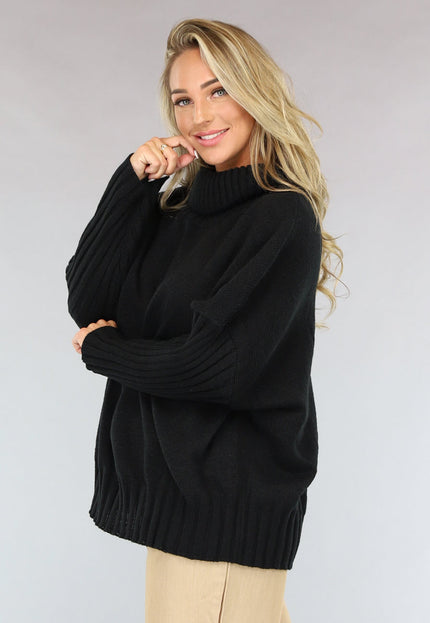 NEW1110 Grote Oversized Gebreide Trui Zwart
