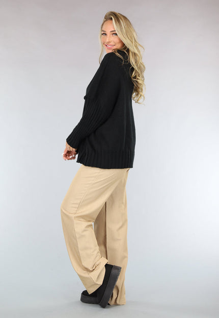 NEW1110 Grote Oversized Gebreide Trui Zwart