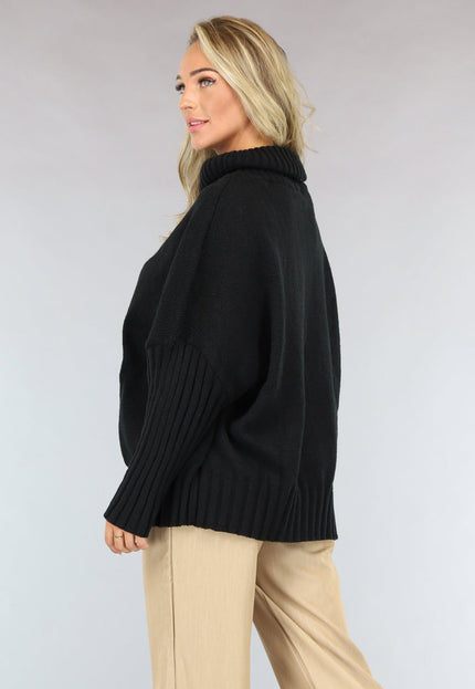 NEW1110 Grote Oversized Gebreide Trui Zwart