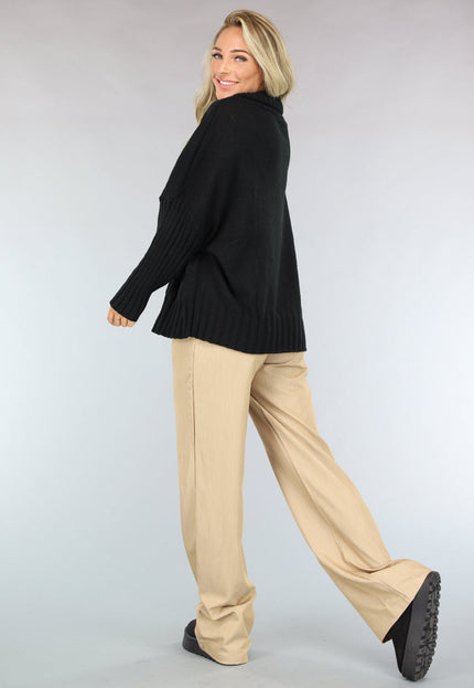 NEW1110 Grote Oversized Gebreide Trui Zwart
