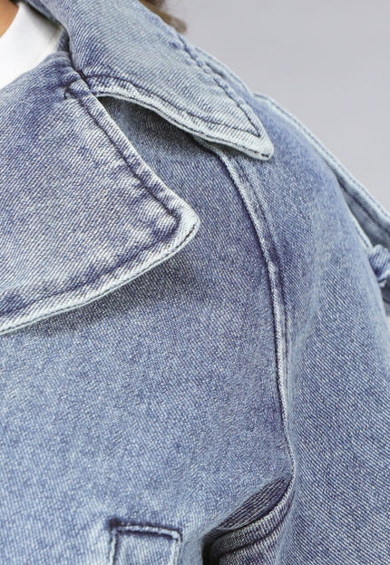 NEW120225 Blauw Jeans Jasje in Cropped Model