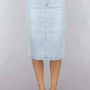 NEW120225 Midi Denim Rok met Studs en Riempje