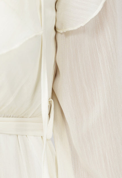 NEW120225 Ruched Maxi Jurk in Ecru