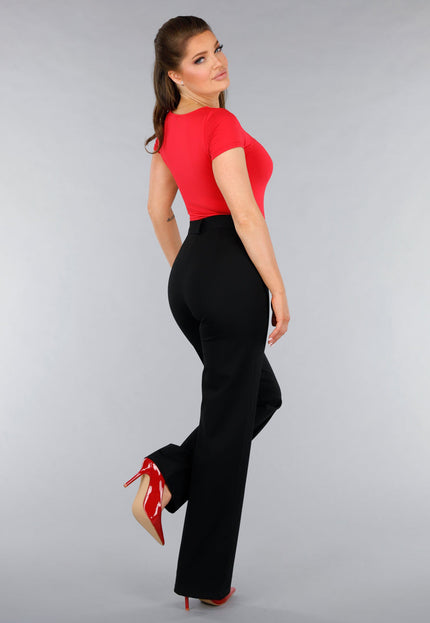 NEW120325 Rood Shirt in Stretchstof met Vierkante Hals