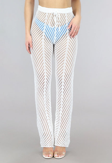 NEW1204 Witte Gehaakte Strandbroek