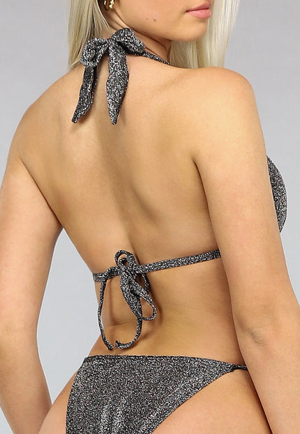 NEW1206 Beugelloze Zwarte Glitter Push Up Bikinitop