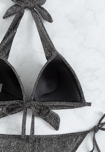 NEW1206 Beugelloze Zwarte Glitter Push Up Bikinitop