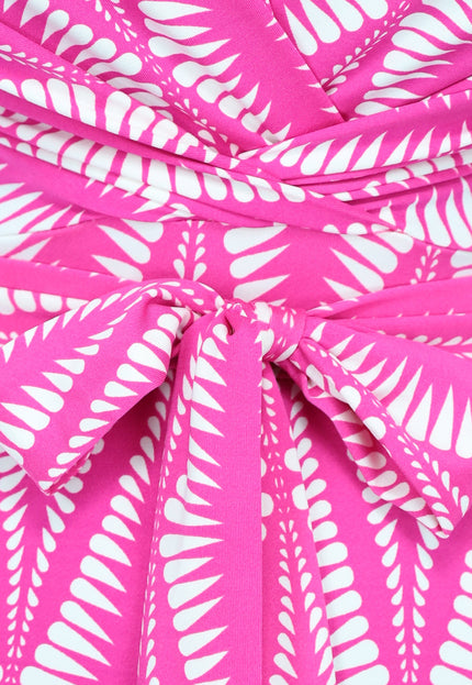 OP=OP.42.NL Tall Fuchsia Print Jumpsuit met Overslag en Stretch