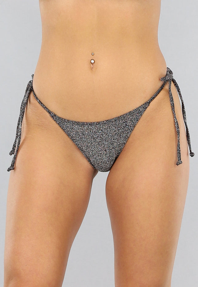 NEW1206 Zilveren Glitter Bikini Broekje met Strikdetail