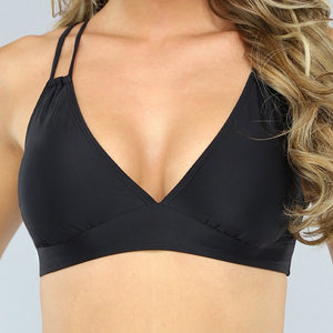 NEW1206 Zwart Gekruist Bikini Topje met Uitneembare Cups
