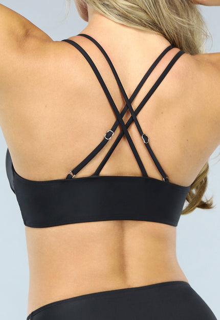 NEW1206 Zwart Gekruist Bikini Topje met Uitneembare Cups