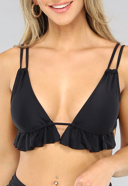 NEW1206 Zwarte Bikinitop met Ruches