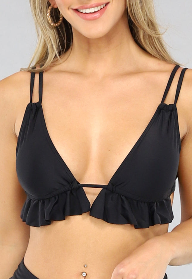 NEW1206 Zwarte Bikinitop met Ruches
