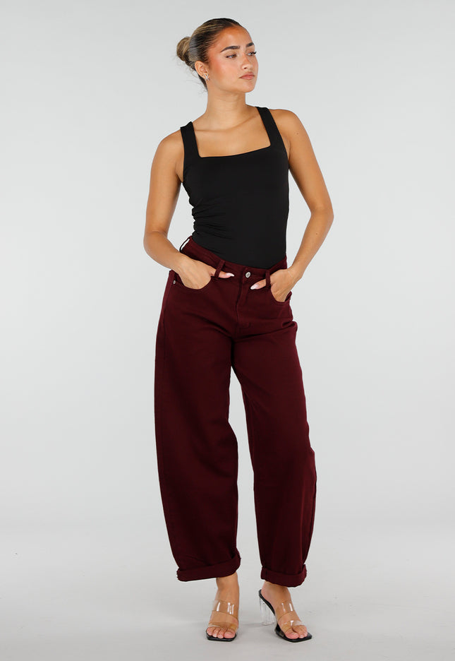 NEW120826 Bordeaux Barrel Jeans