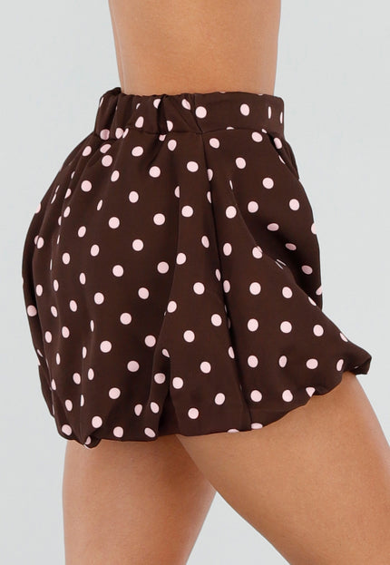 NEW120826 Bruine Ballon Short met Roze Stippen