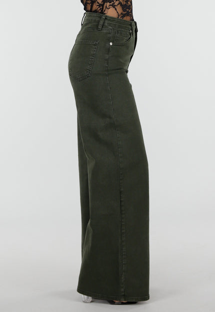 NEW120826 Donkergroene Wide Leg Jeans