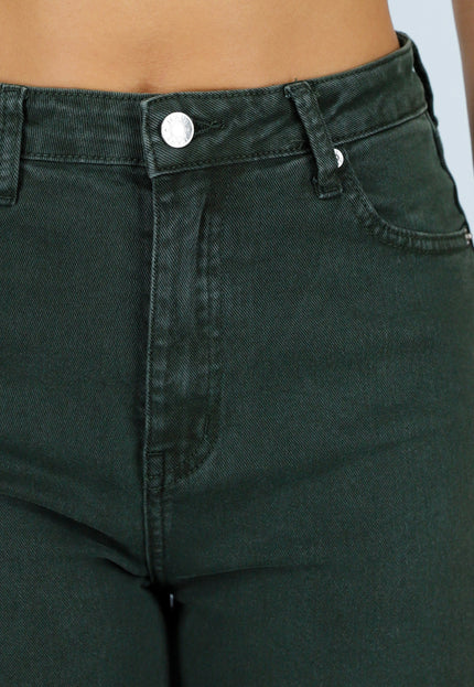 NEW120826 Donkergroene Wide Leg Jeans