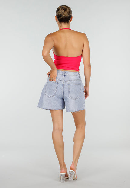 NEW120826 Fuchsia Halter Sport Top met Pads