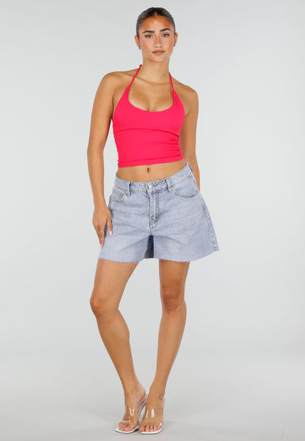 NEW120826 Fuchsia Halter Sport Top met Pads