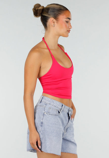 NEW120826 Fuchsia Halter Sport Top met Pads