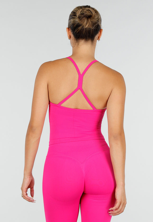 NEW120826 Fuchsia Sportset met Halter Top en Legging