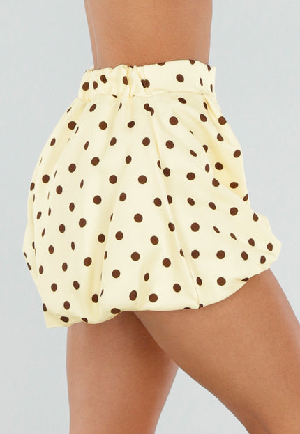 NEW120826 Gele Ballon Short met Bruine Stippen