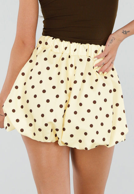 NEW120826 Gele Ballon Short met Bruine Stippen