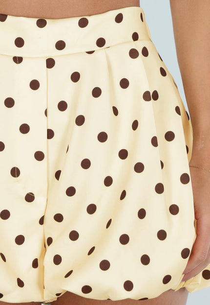 NEW120826 Gele Ballon Short met Bruine Stippen