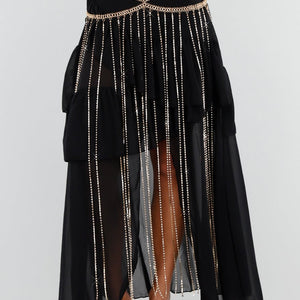 NEW120826 Goudkleurige Tailleketting met Strass