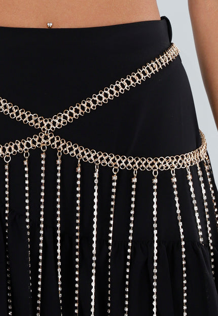 NEW120826 Goudkleurige Tailleketting met Strass