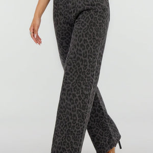 NEW120826 Grijze Straight Leg Jeans met Panterprint