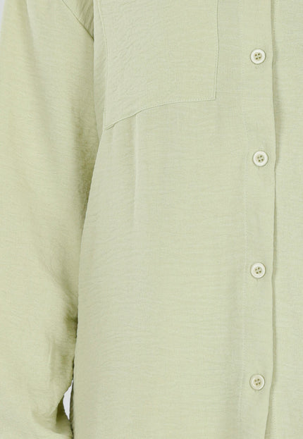 NEW120826 Pistache Blouse met Kraag en Knoopsluiting