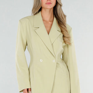 NEW120826 Pistache Double Breasted Blazer