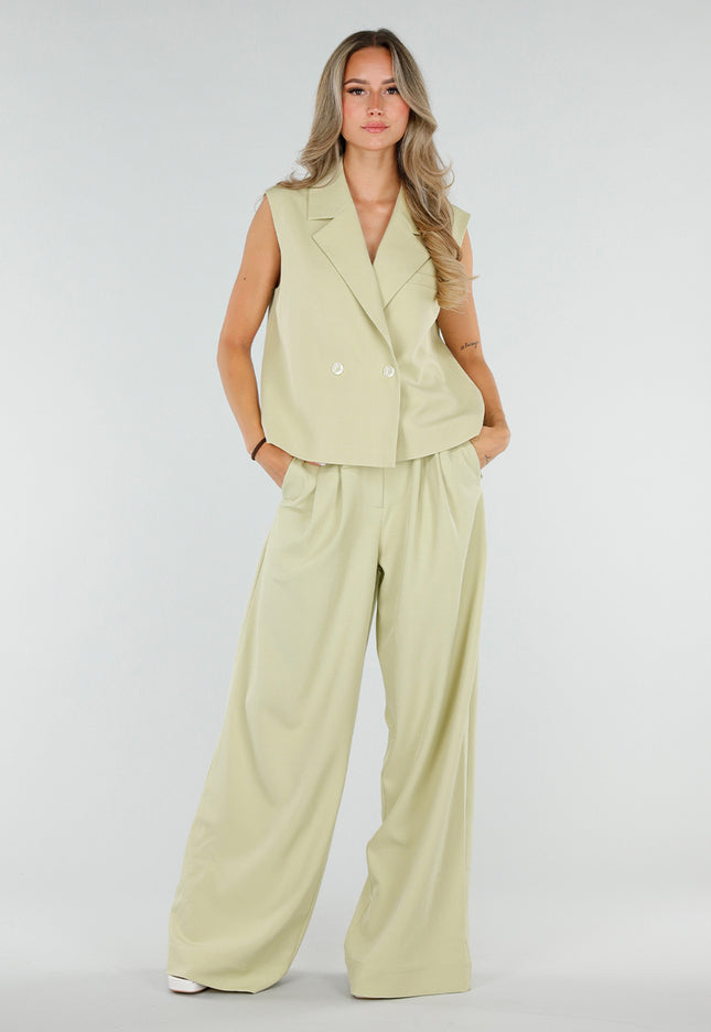 NEW120826 Pistache Groene Tall Wide Leg Broek