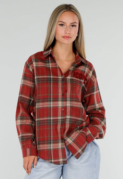 NEW120826 Rode Geruite Blouse