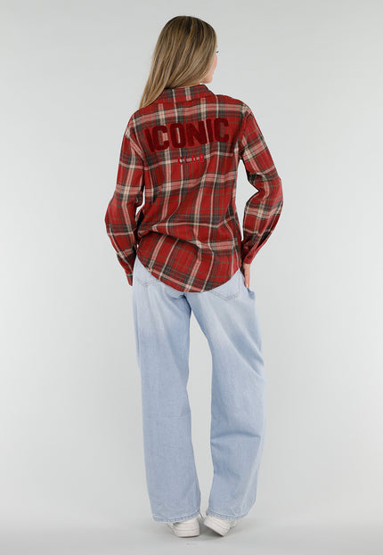 NEW120826 Rode Geruite Blouse
