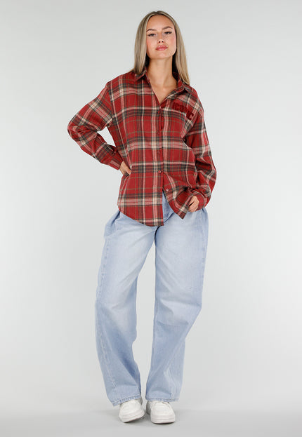 NEW120826 Rode Geruite Blouse