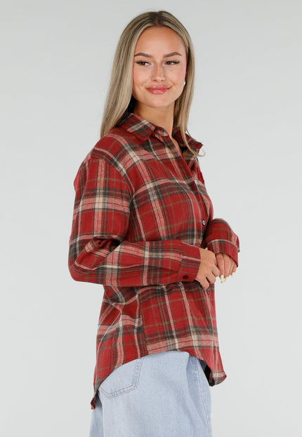NEW120826 Rode Geruite Blouse