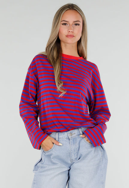 NEW120826 Rood Blauwe Gestreepte Top