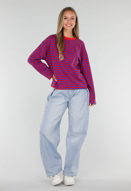 NEW120826 Rood Blauwe Gestreepte Top