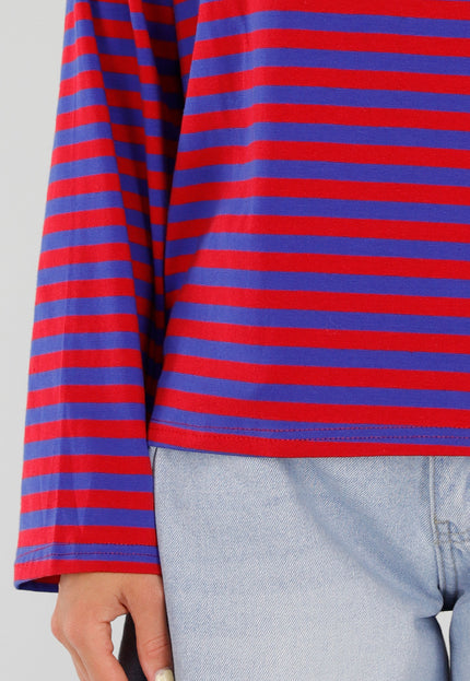 NEW120826 Rood Blauwe Gestreepte Top