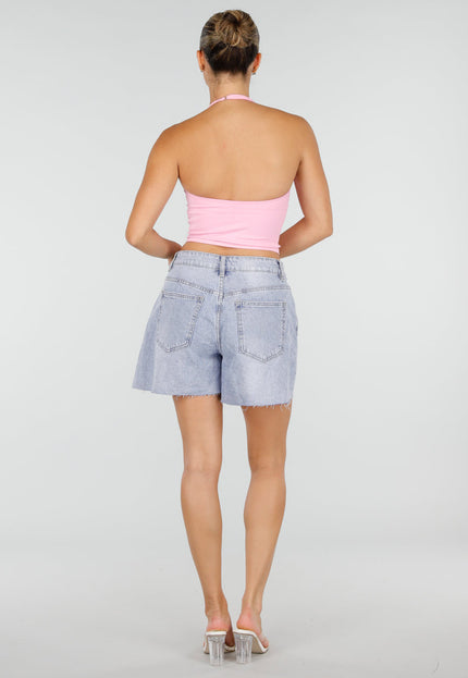 NEW120826 Roze Halter Sport Top met Uitneembare Pads