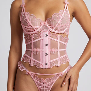 NEW120826 Roze Lingerie Set met Taille Korset