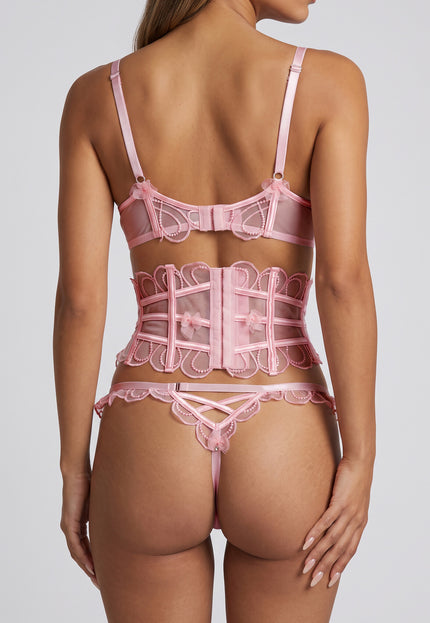NEW120826 Roze Lingerie Set met Taille Korset