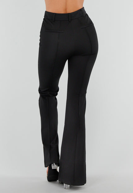 NEW120826 Super Stretch Pantalon Flared Zwart
