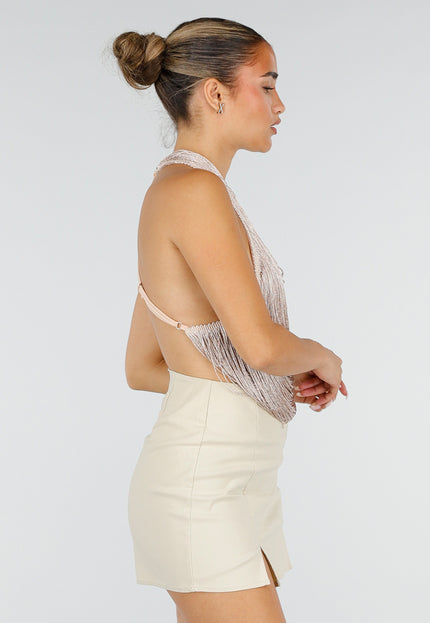 NEW120826 Verstelbare Champagne Halter Fringe Top