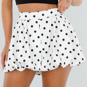 NEW120826 Witte Ballon Short met Zwarte Stippen