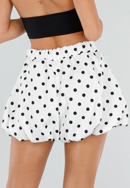 NEW120826 Witte Ballon Short met Zwarte Stippen