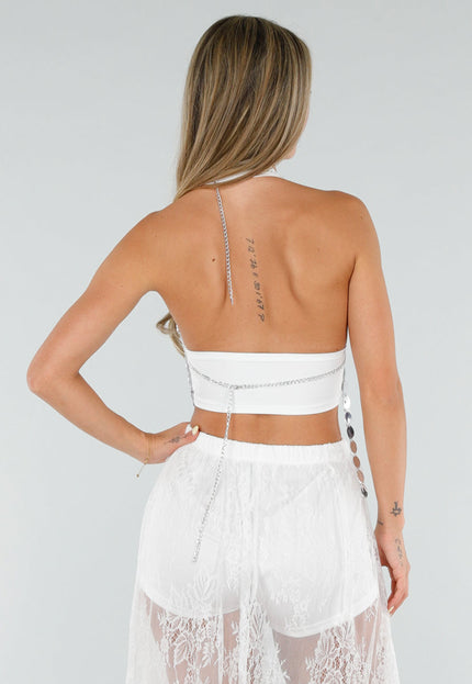 NEW120826 Zilverkleurige Bodychain met Strass Stenen